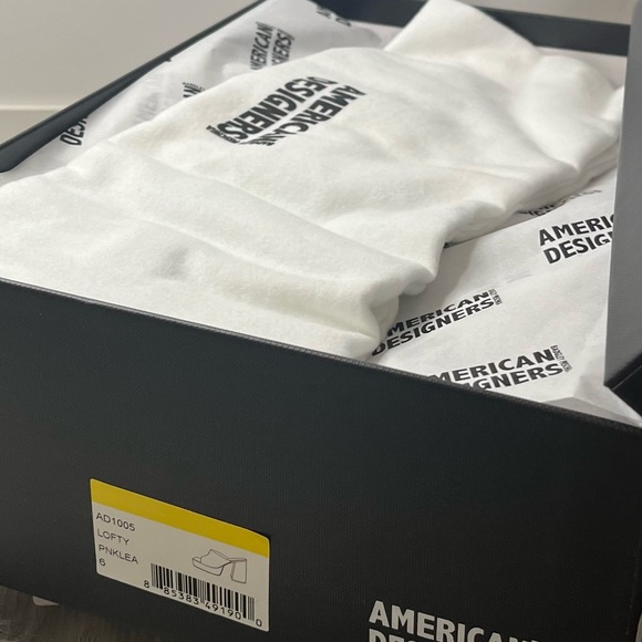 American Designers NIB Metallic Pink Lofty Platform Block Heel Slide Sandals - Picture 5 of 8